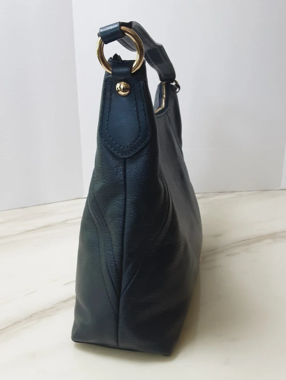 MICHAEL KORS Aria Navy Blue Pebble Leather Hobo Shoulder Bag - EUC